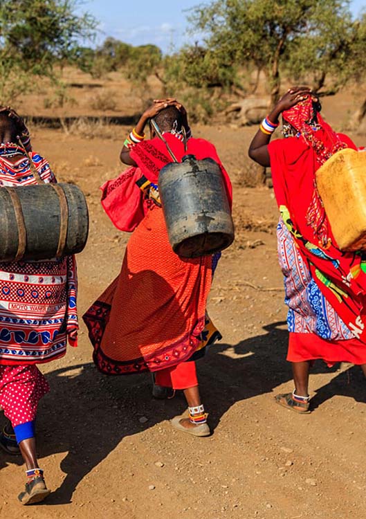 maasai women collecting clean water